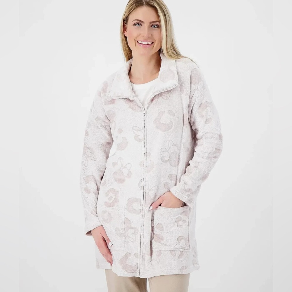 Disney Shaved Angel Fleece Zip Lounger-Beige/Leo Minnie-L NEW